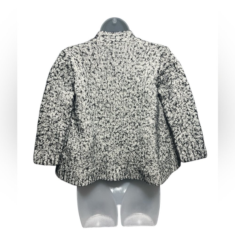EILEEN FISHER Black White Boucle Textured Alpaca Blend Cardigan Size Med - Picture 4 of 6
